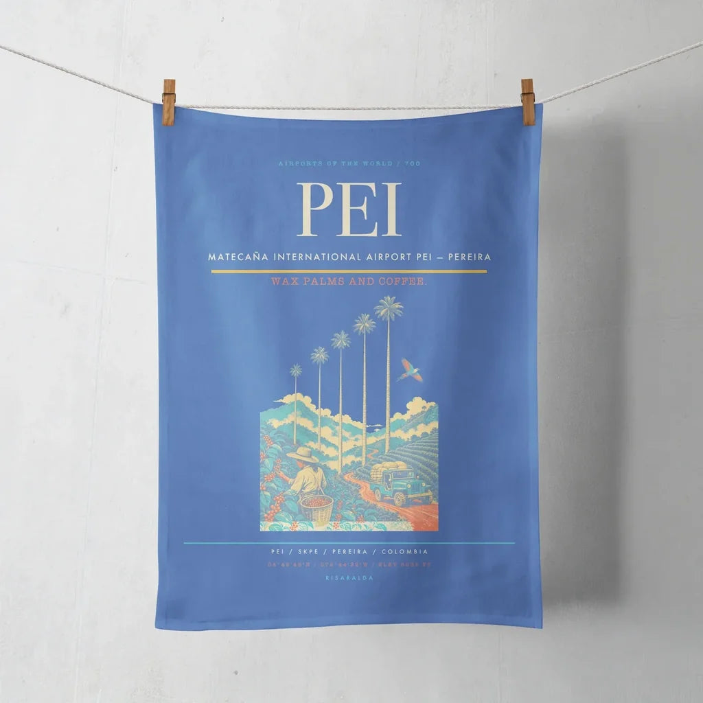 Matecaña International Airport (PEI) design on blue towel