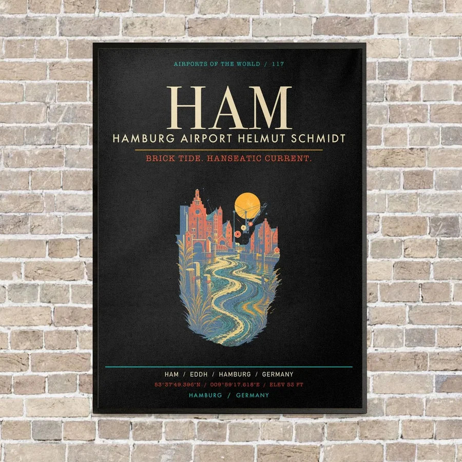 Hamburg Airport Helmut Schmidt HAM - Canvas Framed - Black