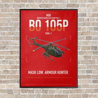 Thumbnail for MBB BO 105P PAH-1 vertical canvas print - framed - red background