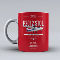Thumbnail for Tecnam P2012 STOL design on red ceramic mug, double-side print