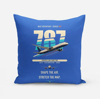 Thumbnail for Boeing 787-9 Dreamliner design on blue pillow