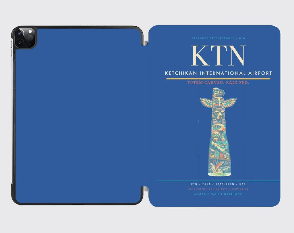 Ketchikan International Airport (KTN) design on blue ipad tablet case