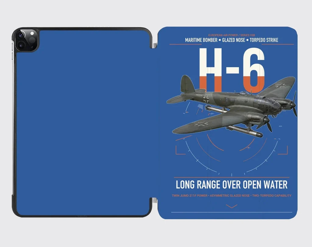 Heinkel He 111H-6 design on blue ipad tablet case