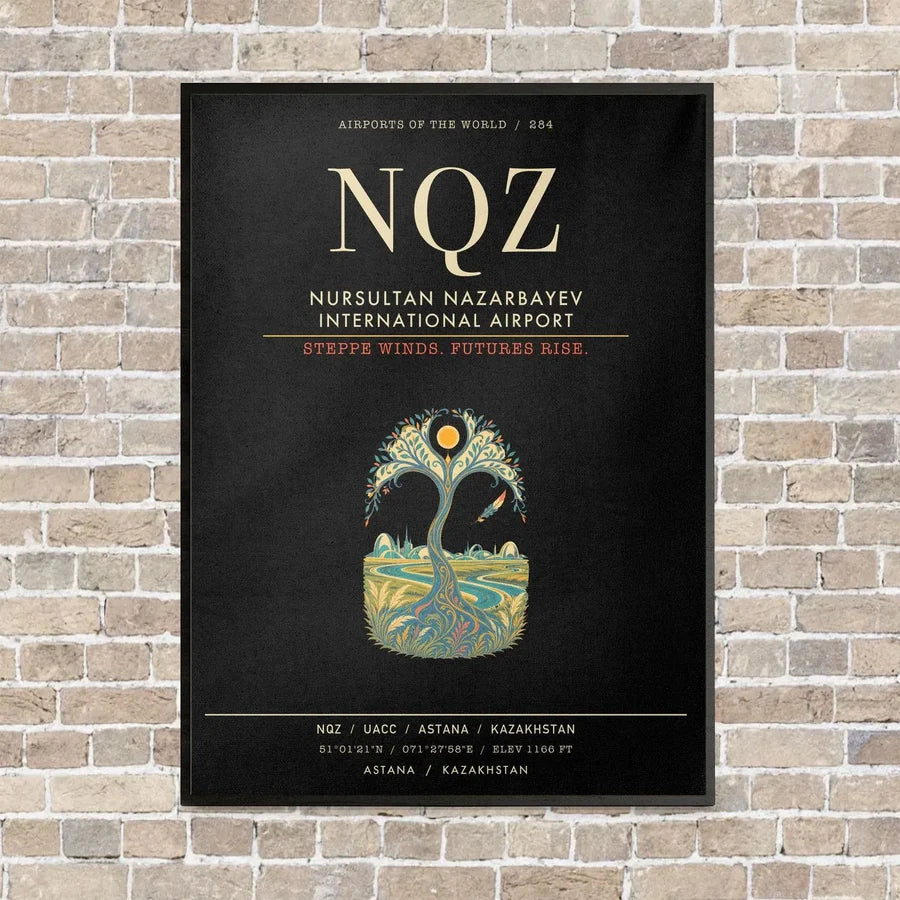 Nursultan Nazarbayev International Airport Astana NQZ - Canvas Framed - Black