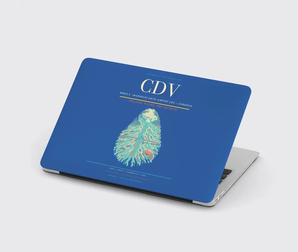 Merle K. (Mudhole) Smith Airport (CDV) design on blue MacBook case