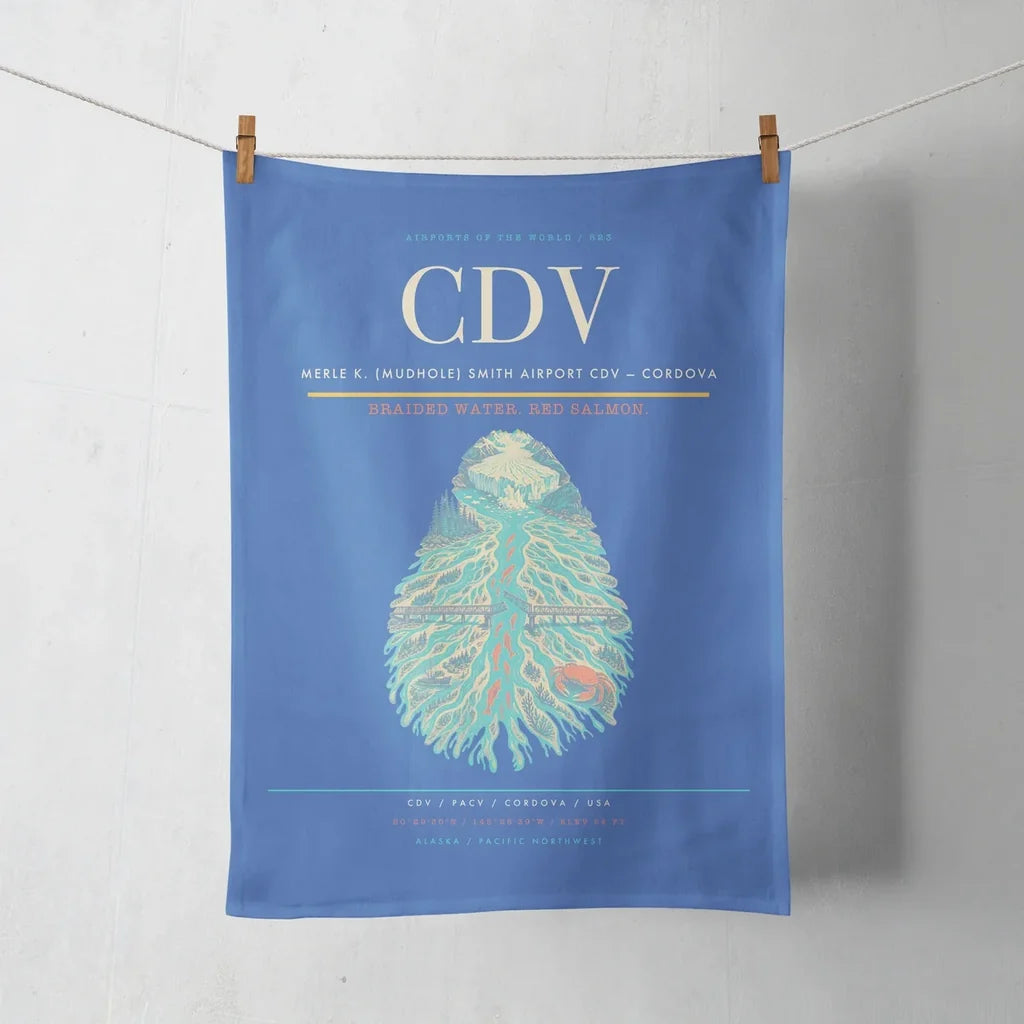 Merle K. (Mudhole) Smith Airport (CDV) design on blue towel