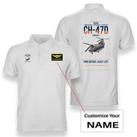 Thumbnail for Boeing CH-47D design on white+name double-side polo t-shirt, double-side print