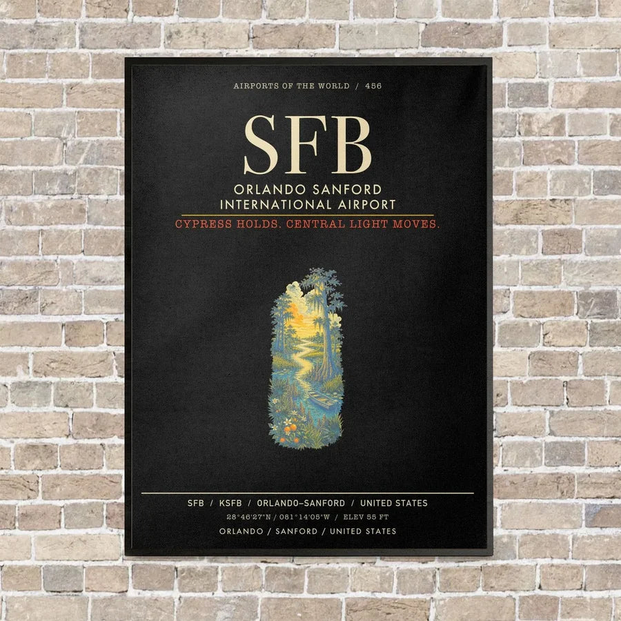 Orlando Sanford International Airport SFB - Canvas Framed - Black
