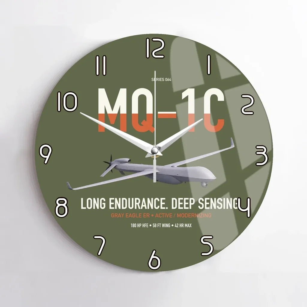 MQ-1C Gray Eagle ER design on green army no frame wall clock
