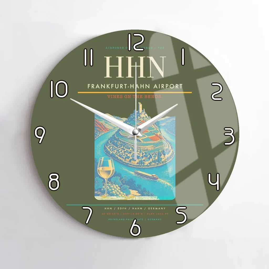 Frankfurt-Hahn Airport (HHN) design on green army no frame wall clock