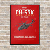Thumbnail for Sikorsky CH-53K King Stallion vertical canvas print - framed - red background