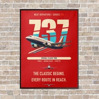 Thumbnail for Boeing 737-300 Classic vertical canvas print - framed - red background