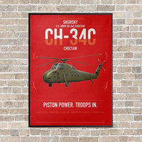 Thumbnail for Sikorsky CH-34C Choctaw vertical canvas print - framed - red background