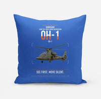 Thumbnail for Kawasaki OH-1 design on blue pillow