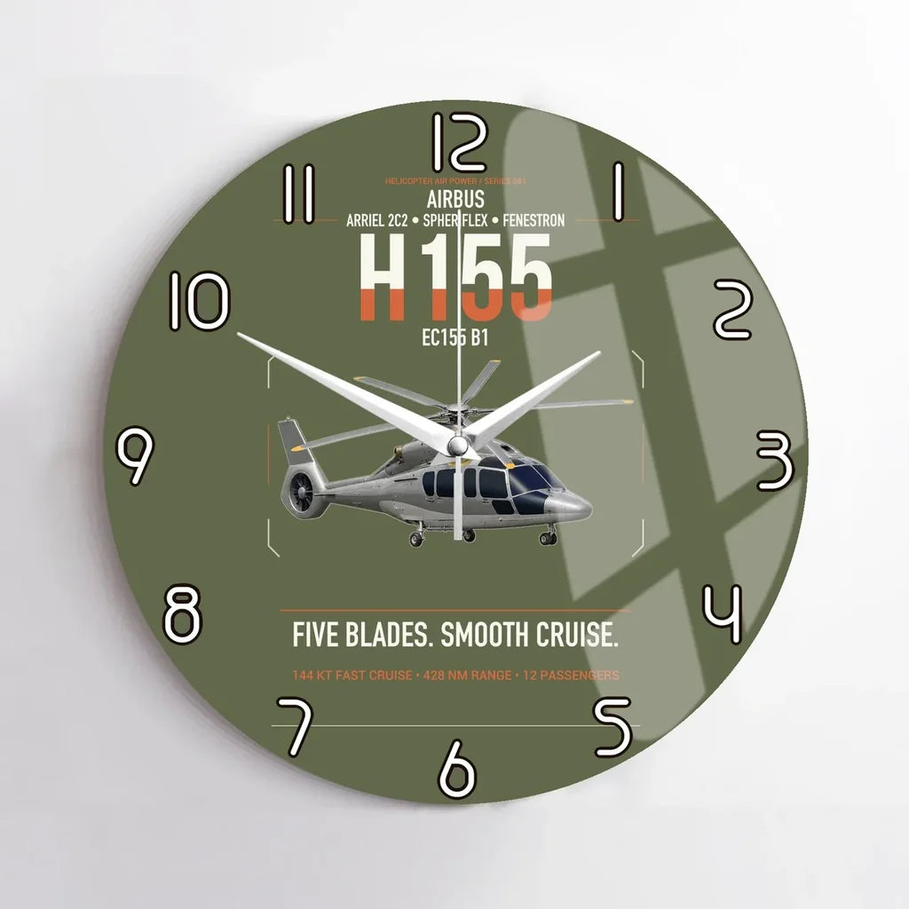 Airbus H155 EC155 B1 design on green army no frame wall clock