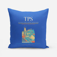 Thumbnail for Vincenzo Florio Airport Trapani-Birgi (TPS) design on blue pillow