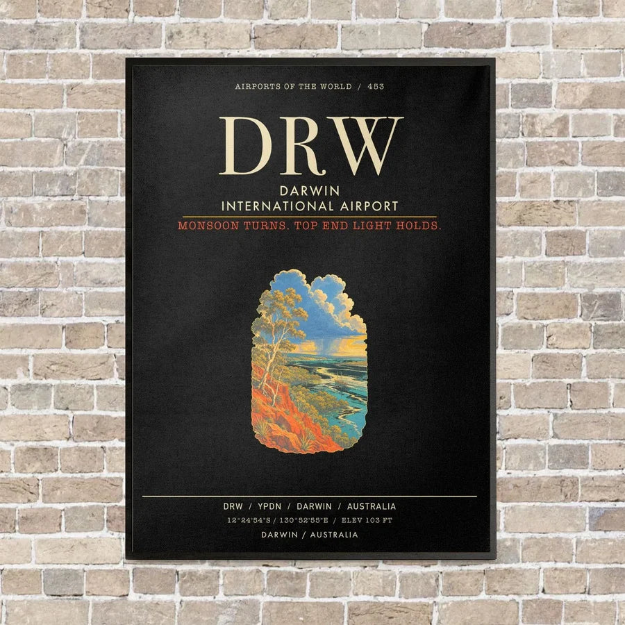 Darwin International Airport DRW - Canvas Framed - Black