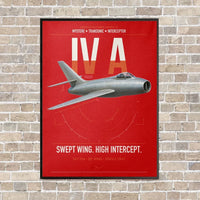 Thumbnail for Dassault Mystère IV A vertical canvas print - framed - red background
