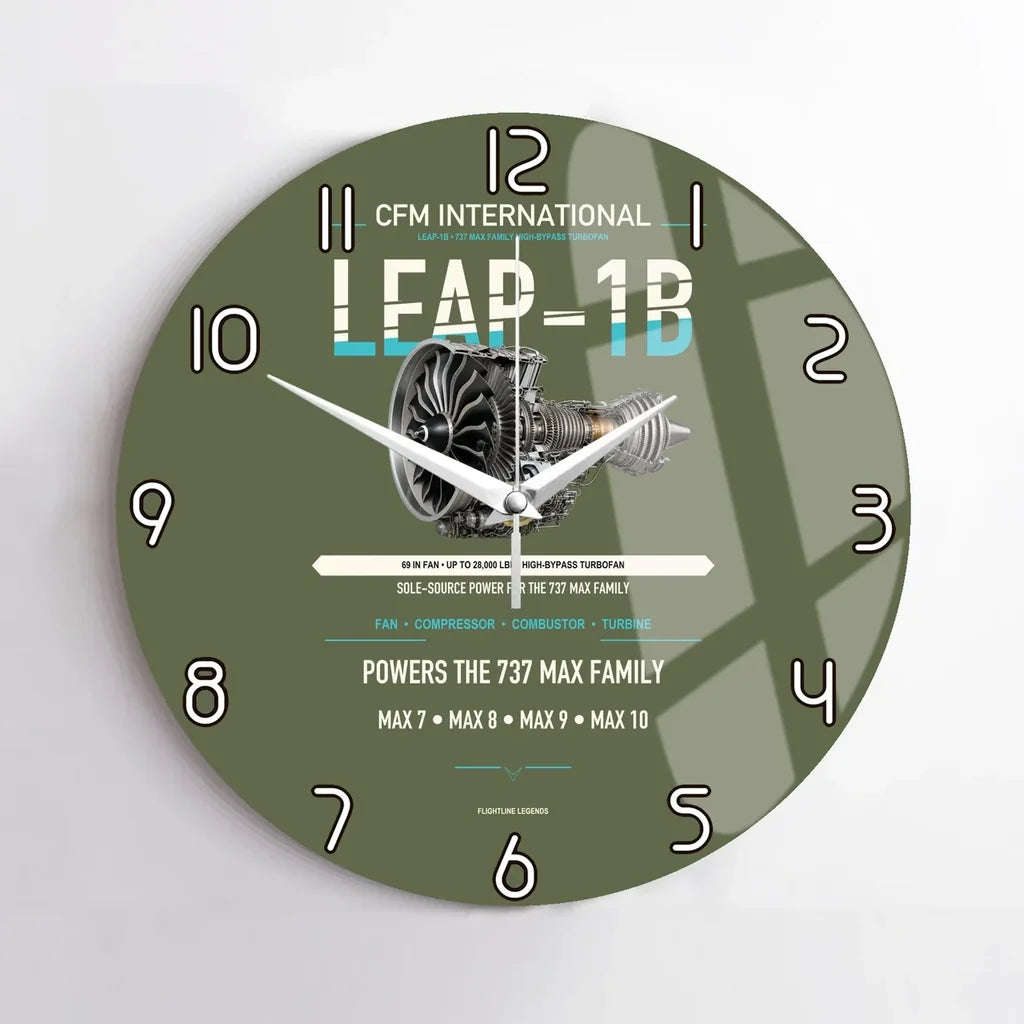 CFM LEAP-1B design on green army no frame wall clock