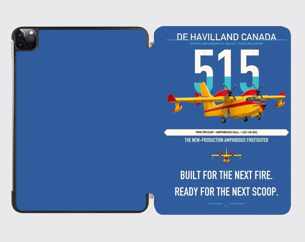 De Havilland Canadair 515 design on blue ipad tablet case