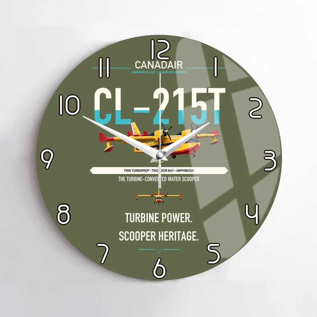 Canadair CL-215T design on green army no frame wall clock