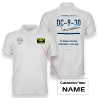 Thumbnail for McDonnell Douglas DC-9-30 design on white+name double-side polo t-shirt, double-side print