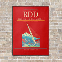 Thumbnail for Redding Regional Airport RDD vertical canvas print - framed - red background
