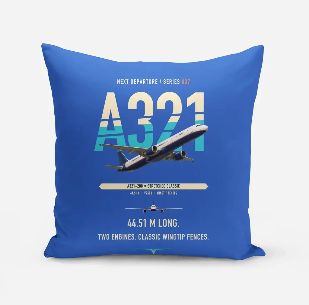 Airbus A321 design on blue pillow