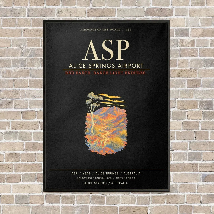 Alice Springs Airport ASP - Canvas Framed - Black