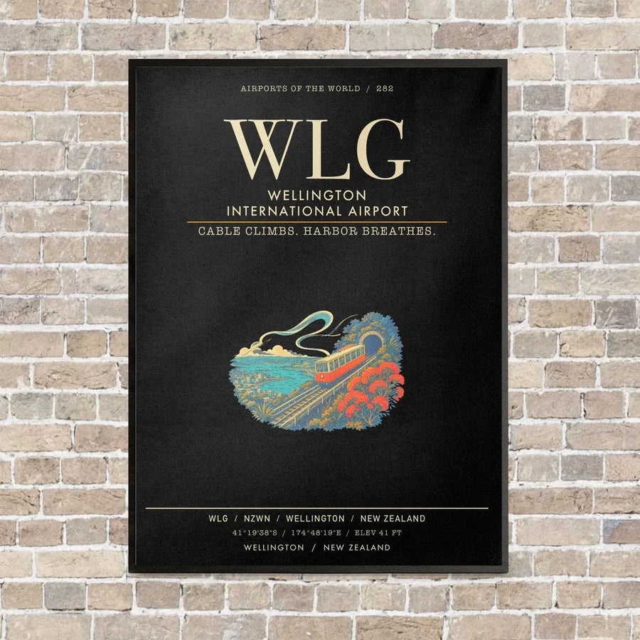 Wellington International Airport WLG - Canvas Framed - Black