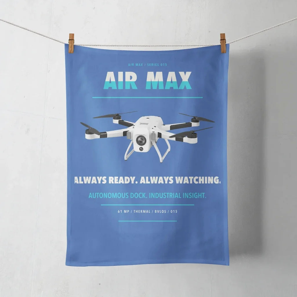 Percepto Air Max design on blue towel