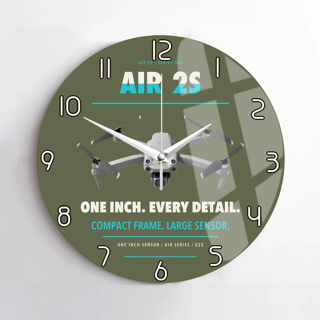 DJI Air 2S design on green army no frame wall clock