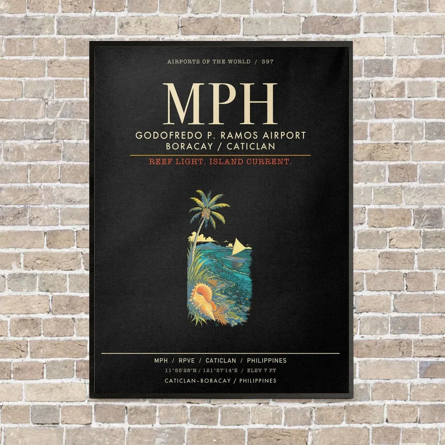 Godofredo P Ramos Airport Boracay Caticlan MPH - Canvas Framed - Black