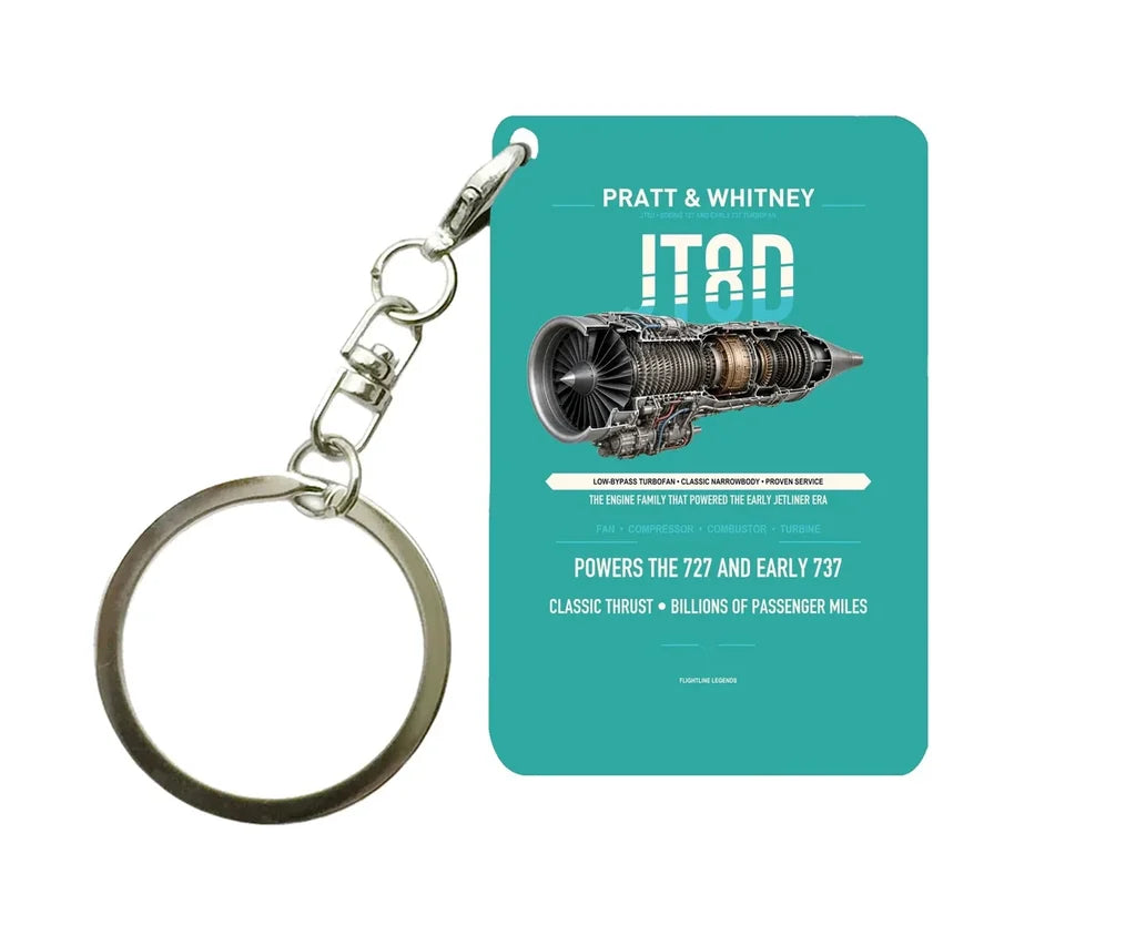 JT8D Key Chain design on turquoise key chain