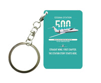 Thumbnail for Cessna Citation 500 - Citation I design on turquoise designed key chain, double-side print