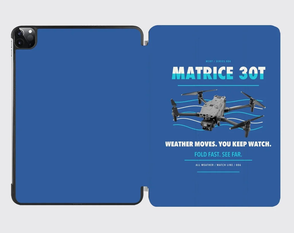 DJI Matrice 30T design on blue ipad tablet case