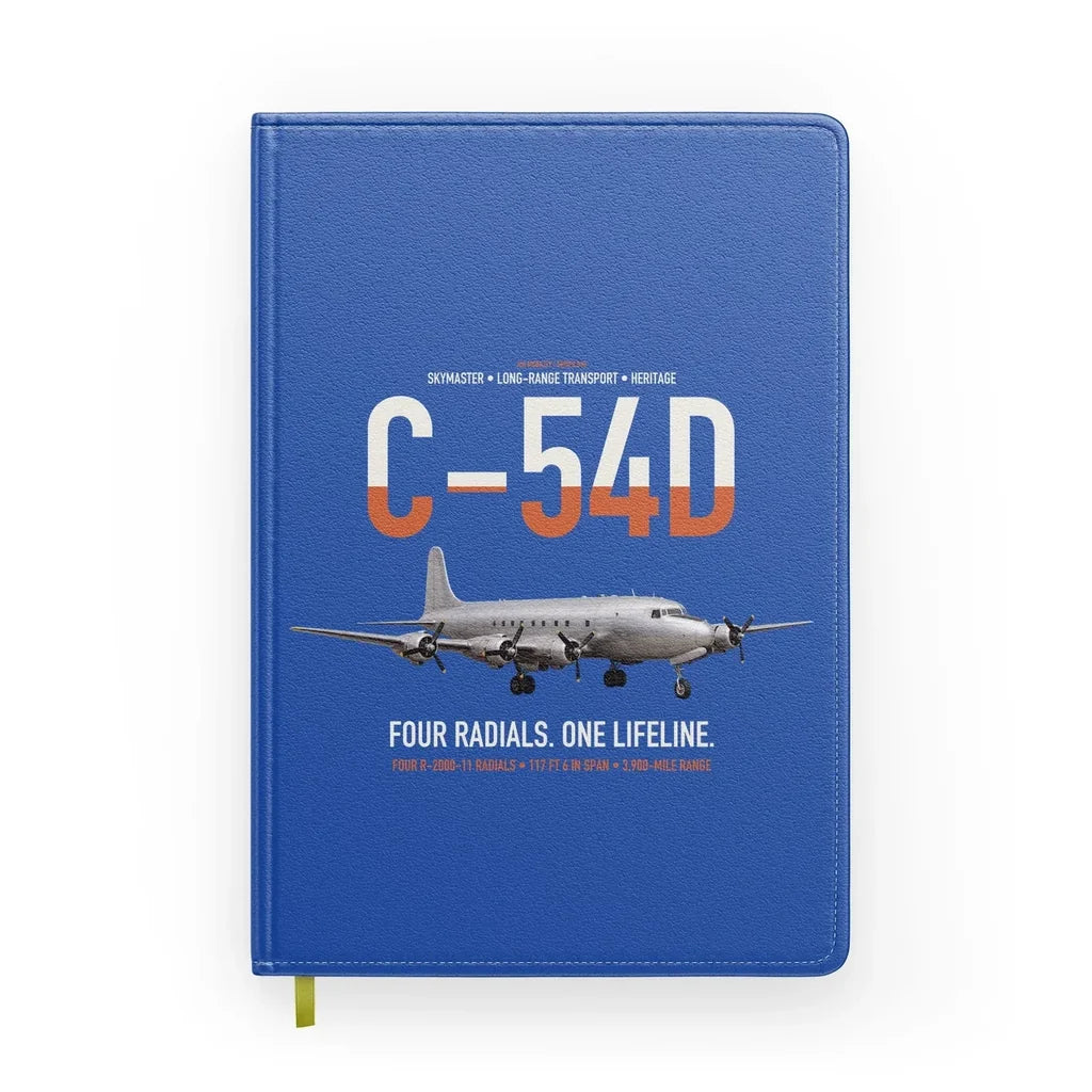 C-54D Skymaster design on blue notebook