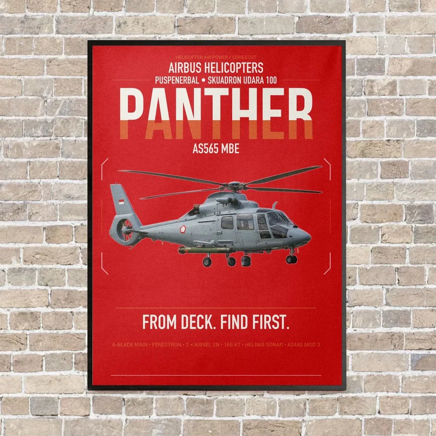 Airbus Helicopters AS565 MBe Panther vertical canvas print - framed - red background