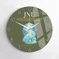 Thumbnail for Juneau International Airport (JNU) design on green army no frame wall clock