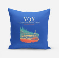 Thumbnail for Gander International Airport (YQX) design on blue pillow