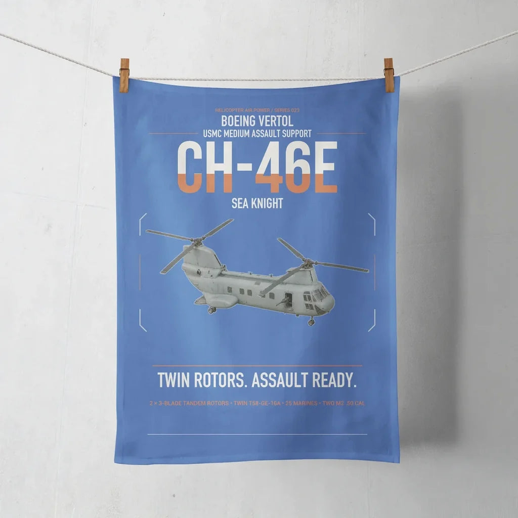 Boeing Vertol CH-46E Sea Knight design on blue towel