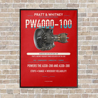 Thumbnail for PW4000-100 vertical canvas print - framed - red background