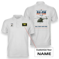 Thumbnail for MD AH-6M Little Bird design on white+name double-side polo t-shirt, double-side print