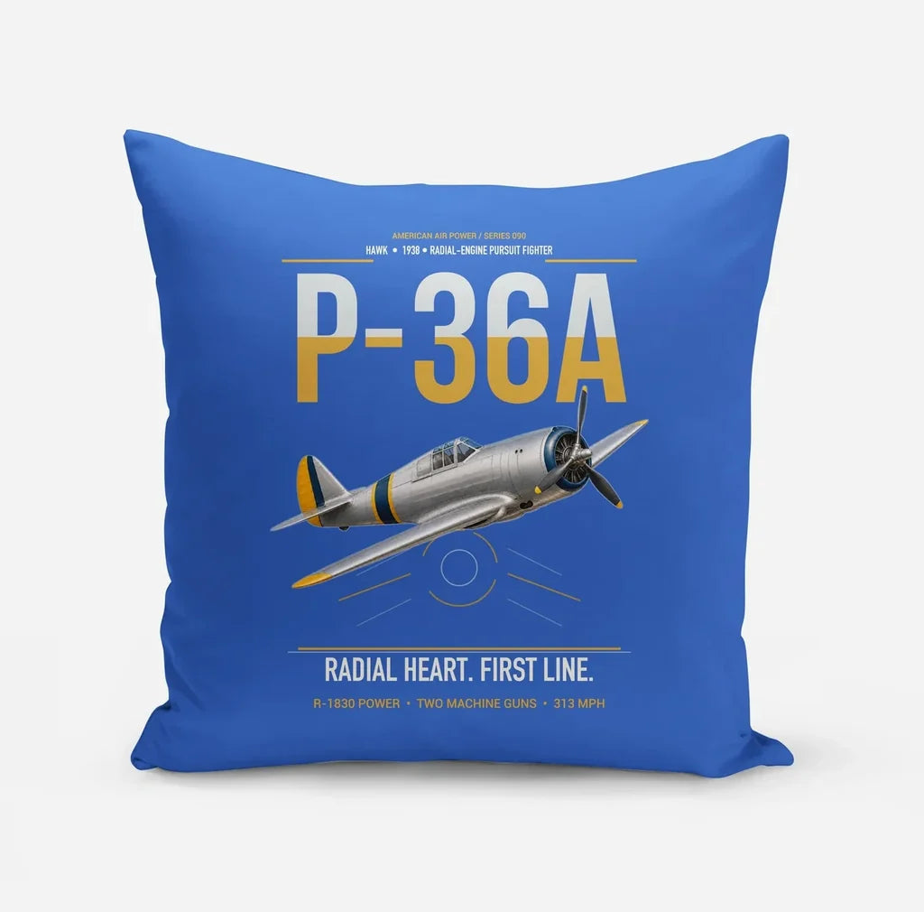 P-36A Hawk design on blue pillow