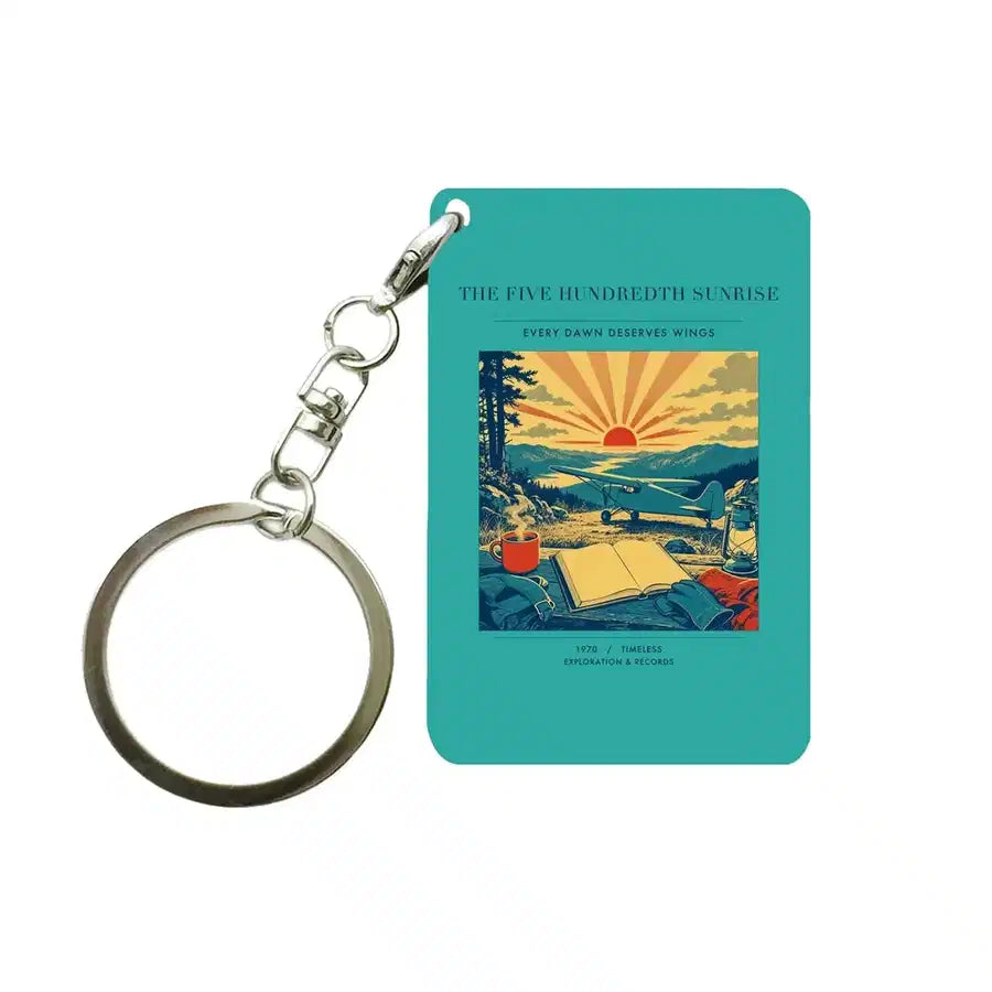 VINTAGE G4500 - The Five Hundredth Sunrise - Designed Key Chain design on turquoise