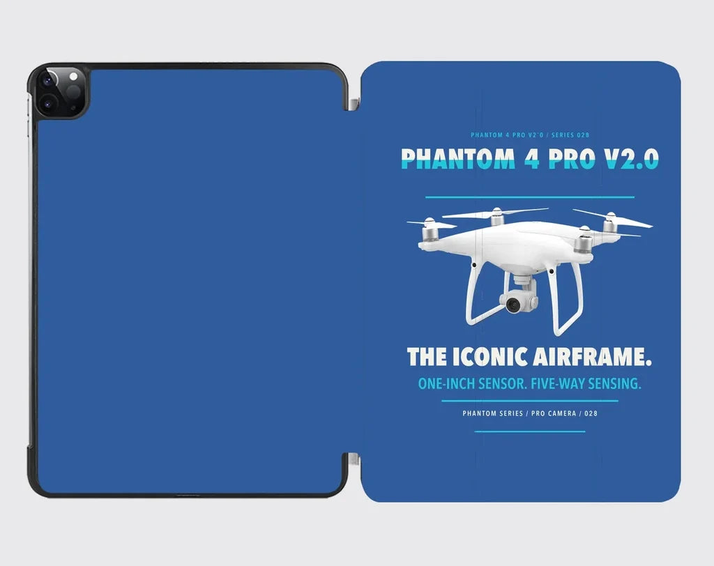 DJI Phantom 4 Pro V2.0 design on blue ipad tablet case