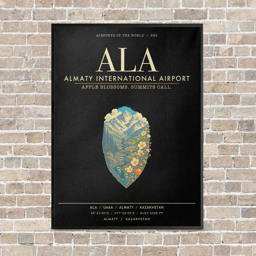 Almaty International Airport ALA - Canvas Framed - Black
