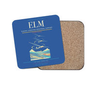 Thumbnail for Elmira Corning Regional Airport (ELM) design on blue 1 piece coaster