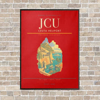 Thumbnail for Ceuta Heliport JCU vertical canvas print - framed - red background
