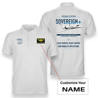 Thumbnail for Cessna Citation Sovereign+ design on white+name double-side polo t-shirt, double-side print